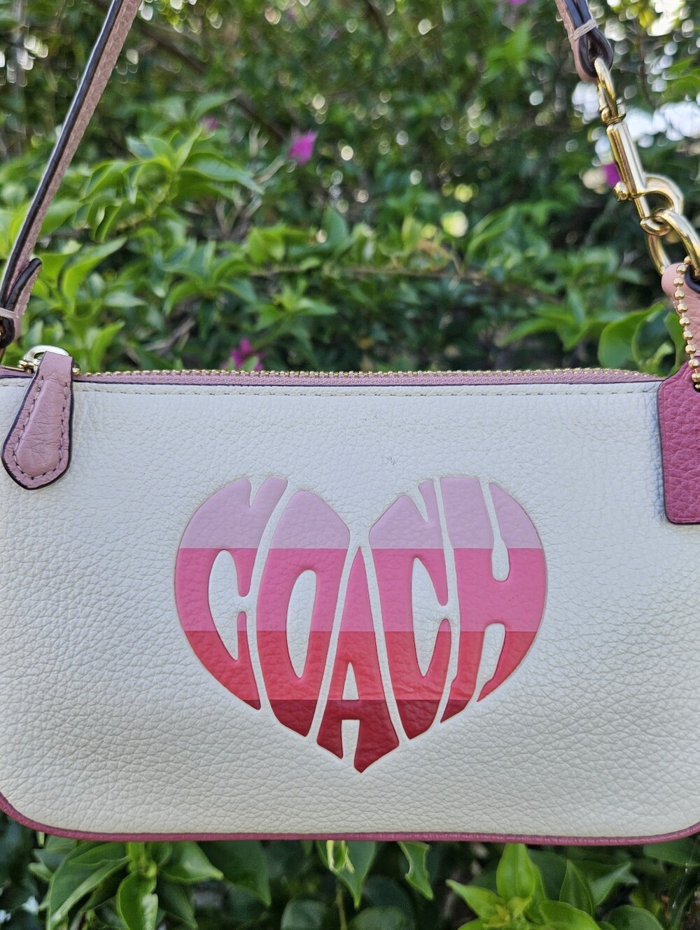 Coach Nolita 19 Pink Ombre Heart Leather Shoulder Bag Wristlet Y2K